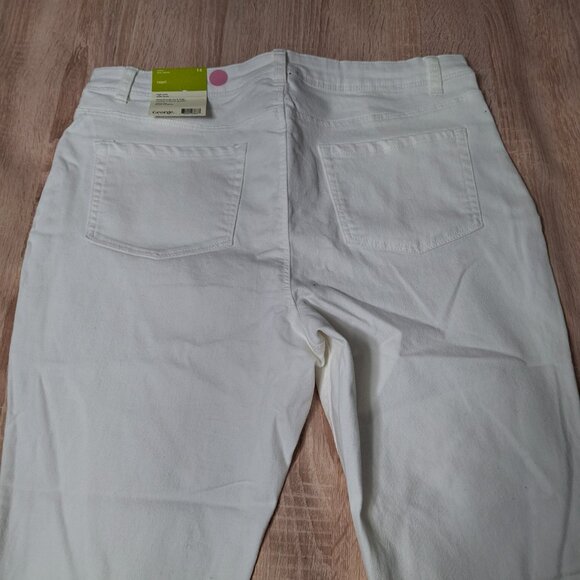 Cropped White Capris George Size 14 Jean Style Zippered Slim Fit Stretchy - Picture 7 of 14